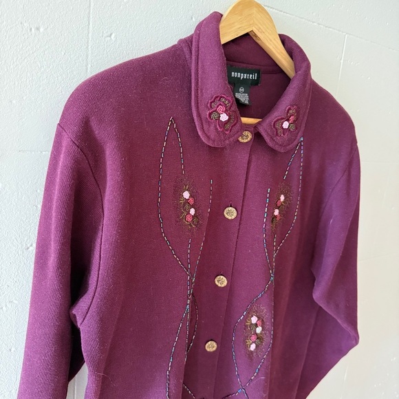 Vintage Embroidered Purple Cardigan with Beading - Picture 6 of 8